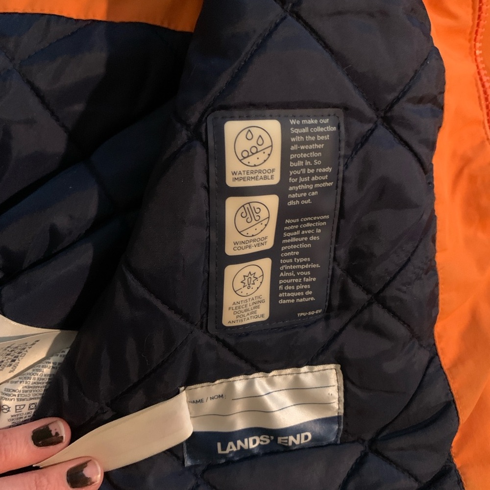 Lands’ End Kids Squall Parka L 10-12 Orange Waterproof Insulated Winter Coat - Picture 14 of 15